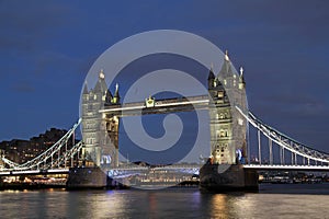 The world famous London Bridge stands guard over the Thames River in the city of London