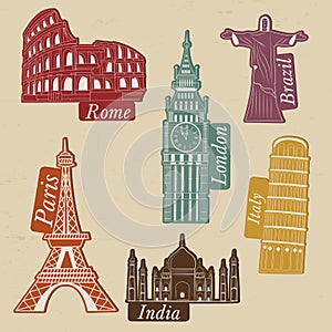 World famous monuments for tour and travel.