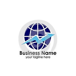 World finance business logo template. globe with arrow vector logo icon