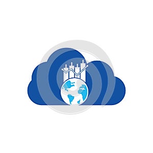 World finance and cloud shape concept logo design