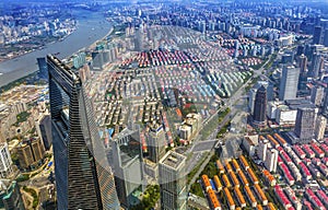 World Financial Center Skyscraper Huangpu River Shanghai China