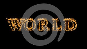 World fire text effect black background