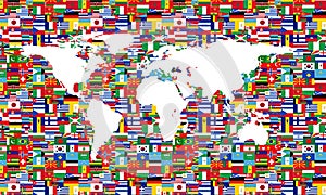 World Flag Map White