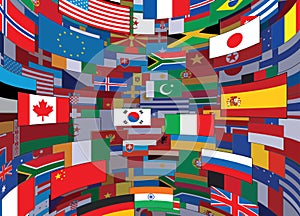 World Flags Backdrop. Background Vector