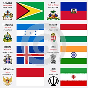 World flags and capitals set 10