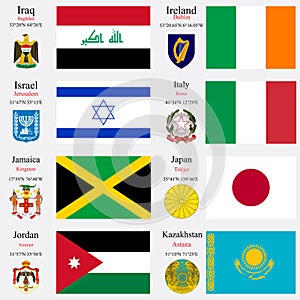 World flags and capitals set 11