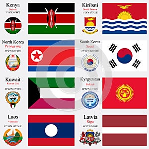 World flags and capitals set 12