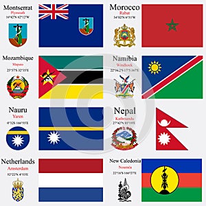 World flags and capitals set 16