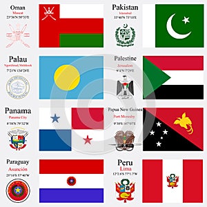 World flags and capitals set 18
