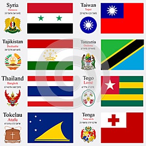 World flags and capitals set 24