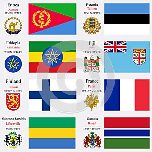 World flags and capitals set 8