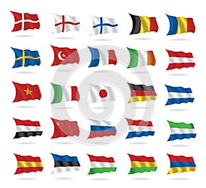 World flags collection on white