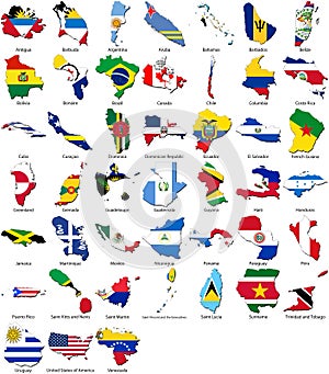 World flags - country border - American set