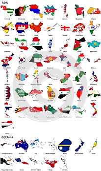 World flags - country border - Asian oceania set photo