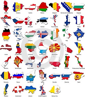 World flags - country border - European set photo