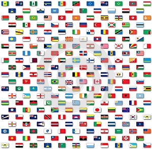 World flags isolated on white