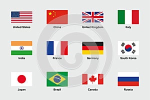 World Flags Official Proportions Flat Vector Set