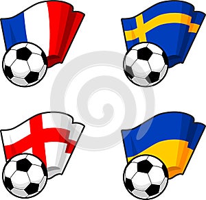 World flags and soccer ball