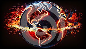 World in Flames - A Fiery AI Artwork by FBI, Made with Generative AI