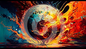 World in Flames - A Fiery AI Artwork by FBI, Made with Generative AI