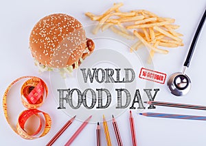 World Food Day 16 october. Healthy diet, lifestyle, body and mental health concept