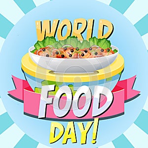 World food day banner with salad bowl