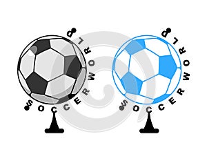 World football. Globe ball game. Sports accessory as earth sphere. Scope football game