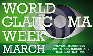 World Glaucoma Week with Symbolic Eye with this Disease, Vector Illustration