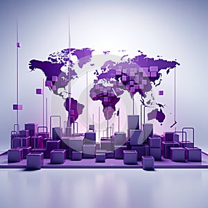 world of global cargo and logistics with the concept of a world map and cargo containers, offering space for text.