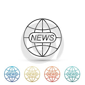 World and global news concept icon isolated on white background. World globe symbol. News sign icon. Journalism theme