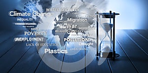 World Global Sustainability Issues Time Hourglass