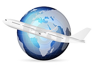 World globe and airplane