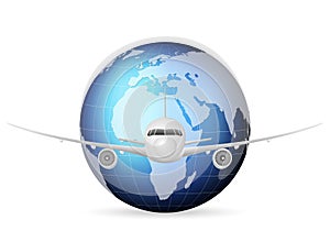 World globe and airplane