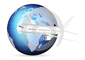 World globe and airplane