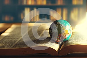 World globe on book. education school Concept
