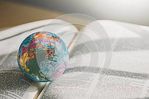 World globe on book. education school Concept