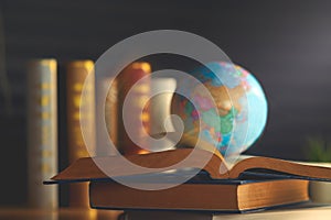 World globe on book. education school Concept