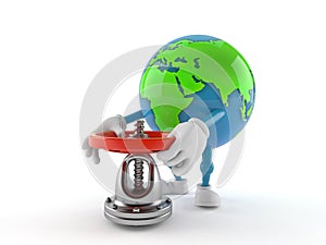 World globe character with valve