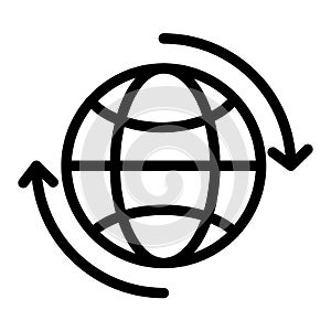 World globe with circulation arrows line icon. Globe with cycle sign vector illustration isolated on white. Earth with