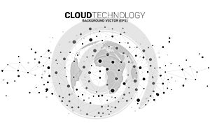 World Globe with cloud icon polygon dot connected line.