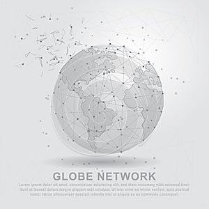 World globe digitally drawn in the form of broken a part triangle shape