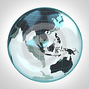 World globe earth bubble focused to Asia and Australia