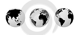 World globe earth vector map silhouette illustration europe. World globe simple map icon.