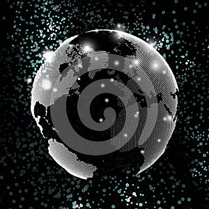 World globe, global network. Molecule structure