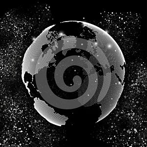 World globe, global network. Molecule structure