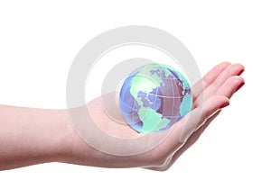 World globe in hand