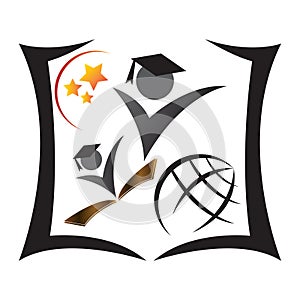World globe higher educational success school university academy industries logo icon