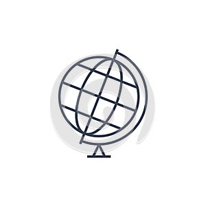 World globe line icon. Vector Earth global planet line icon. Travel internet globe