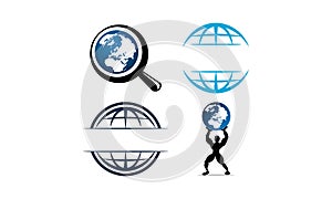 World Globe Logo Design Template Set