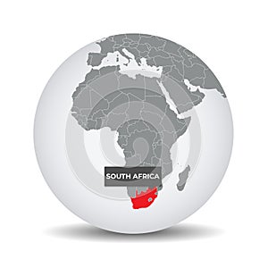 World globe map with the identication of South Africa.